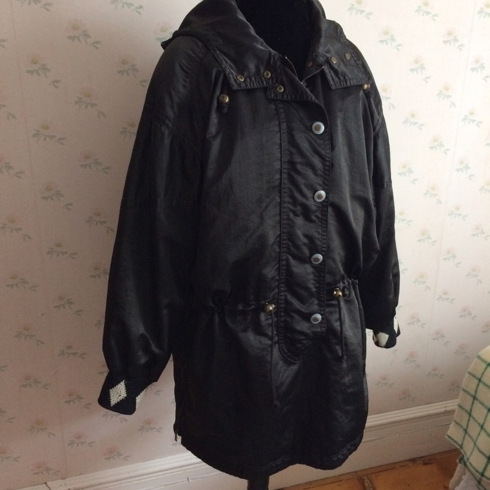 Vintage style Bogner Pull Over Black Matte Silk Ski Jacket Coat